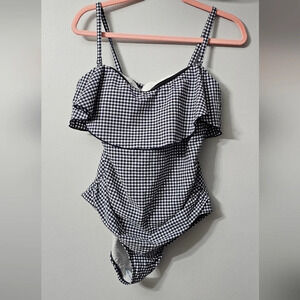 Kona Sol Black and White Gingham One Piece Swimsuit New without tags